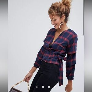 Parisian Check Wrap Crop Top